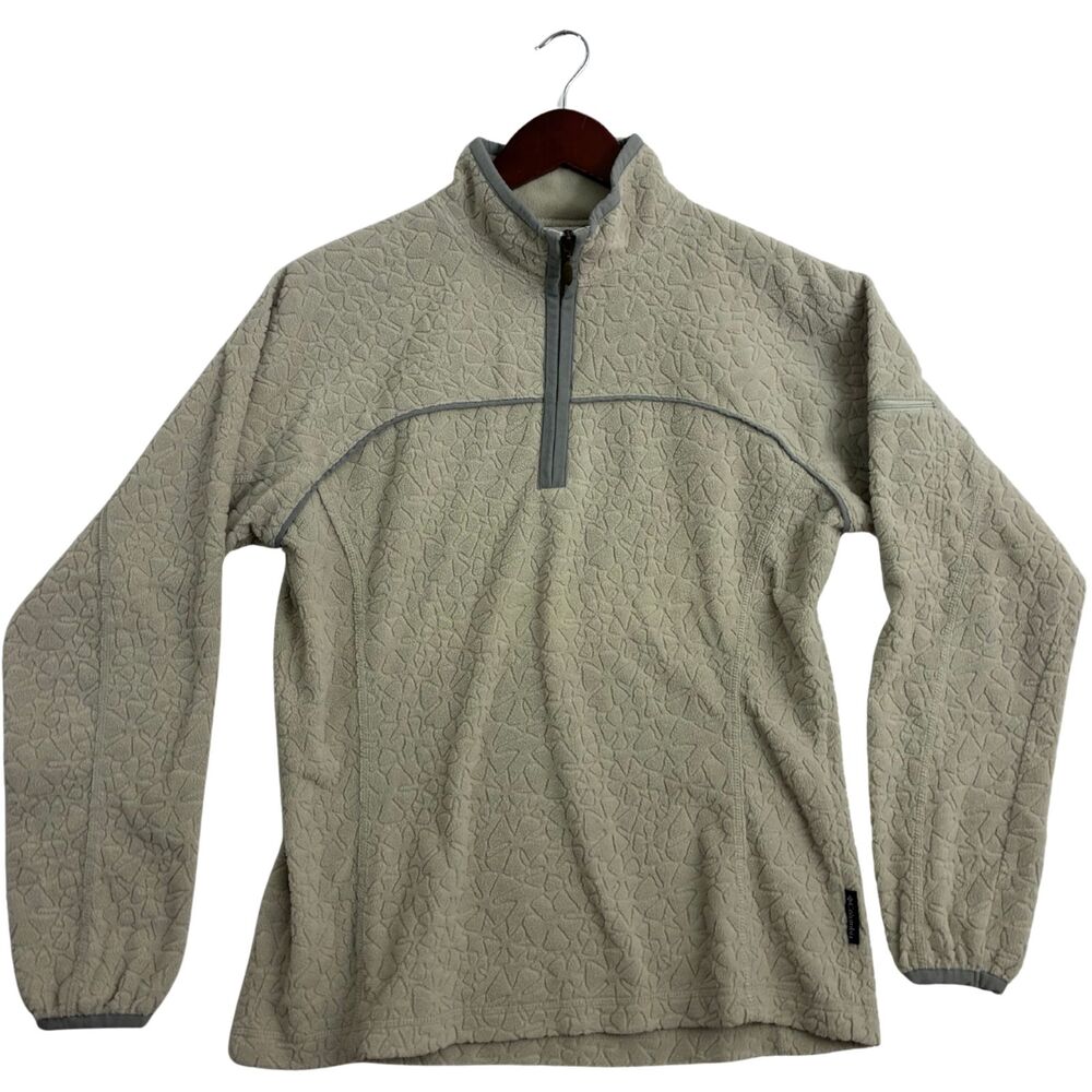 Columbia Women's L Beige Embossed Fleece Quarter Zip Pullover Outdoor Jacket